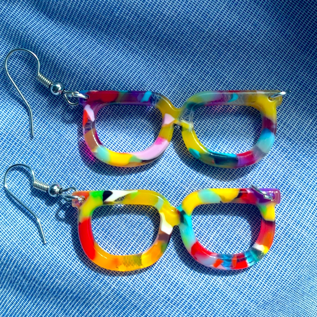 Eye Glass Earrings Multicolored So Cute. Brand New Just Made.